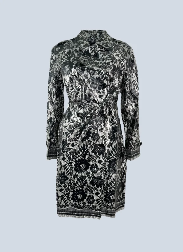 <b>Dolce&Gabbana</b><br> trench in seta cerata stampa pizzo, 40.