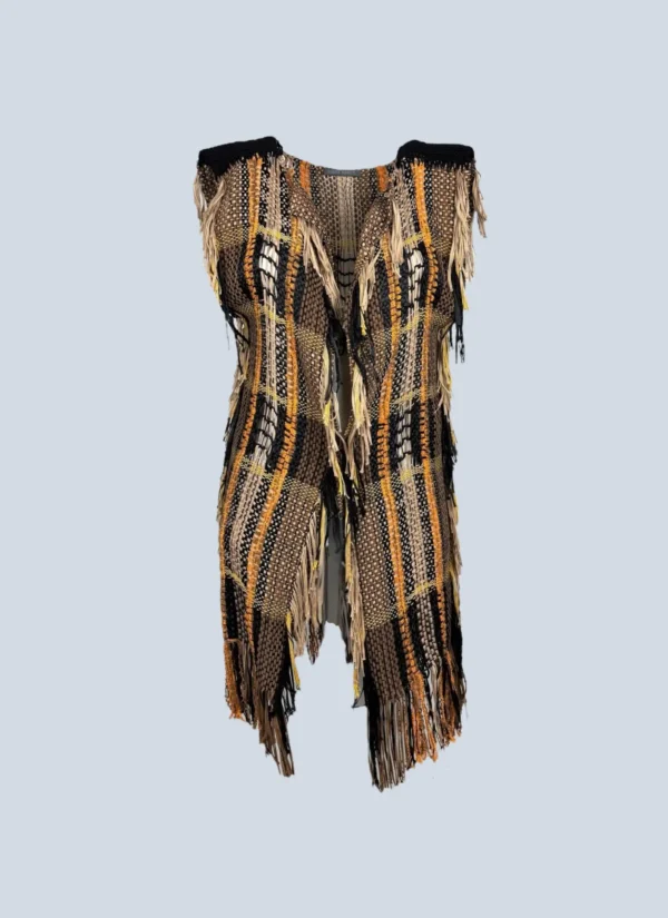 <b>Alberta Ferretti</b> <br> gilet in cotone intrecciato con frange, 40.
