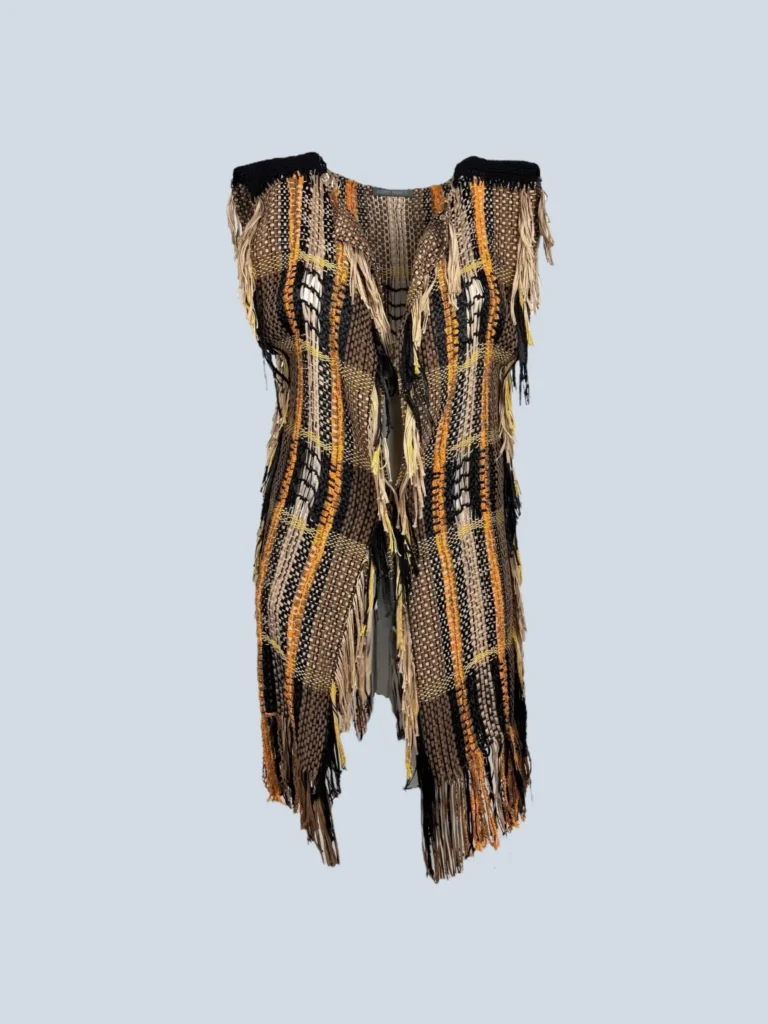 Gilet in cotone intrecciato con frange, 40.