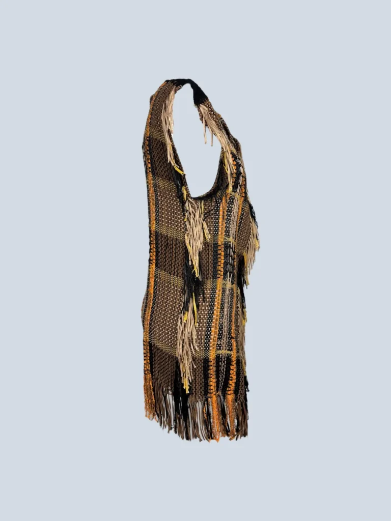 Gilet in cotone intrecciato con frange, 40., foto 2 di 6