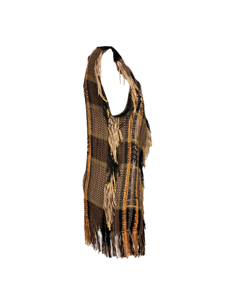Woven cotton vest with fringe, photo 2 of 6