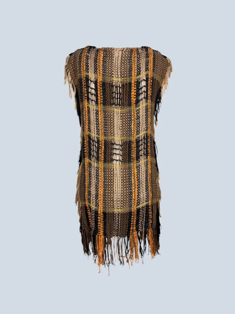 Gilet in cotone intrecciato con frange, 40., foto 3 di 6
