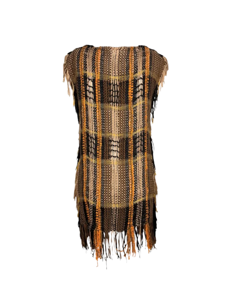 Woven cotton vest with fringe, photo 3 of 6