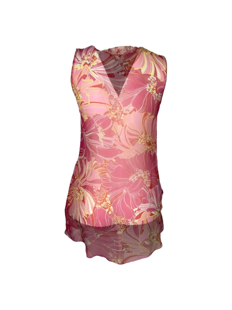 Blusa in seta stampa floreale., foto 4 di 6