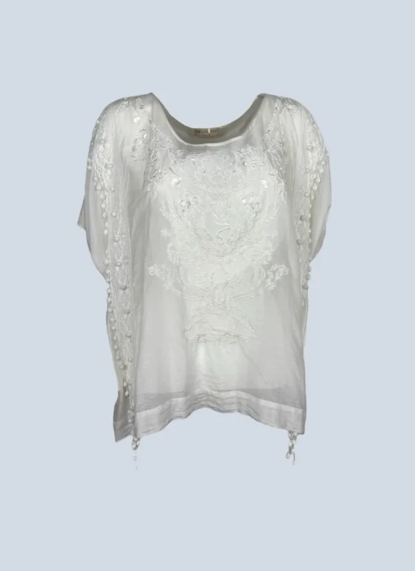 <b>Emilio Pucci</b> <br> blusa in cotone con ricamo, 46.