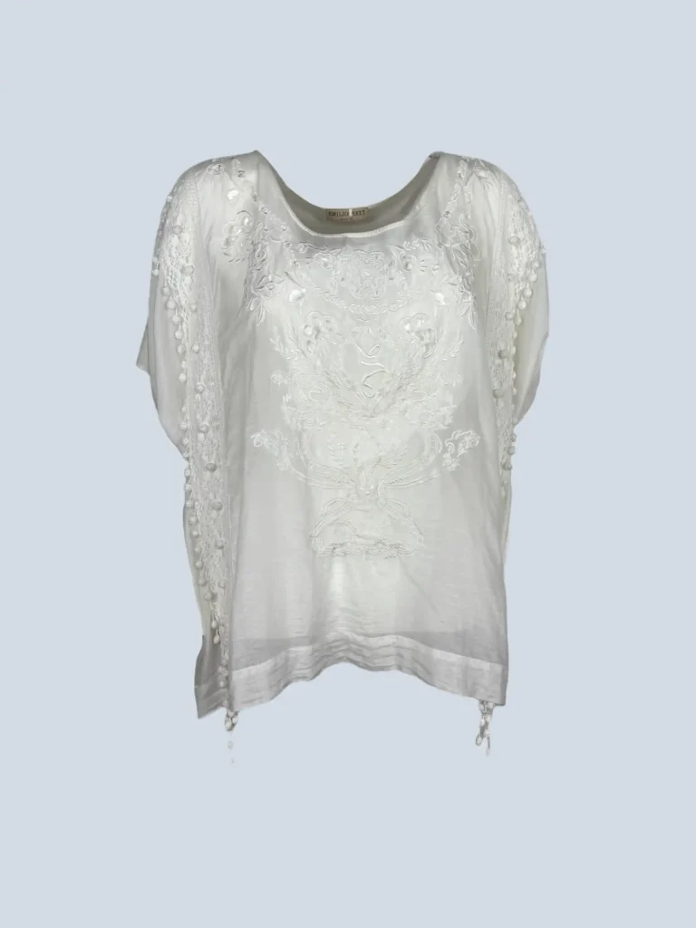 Blusa in cotone con ricamo, 46.