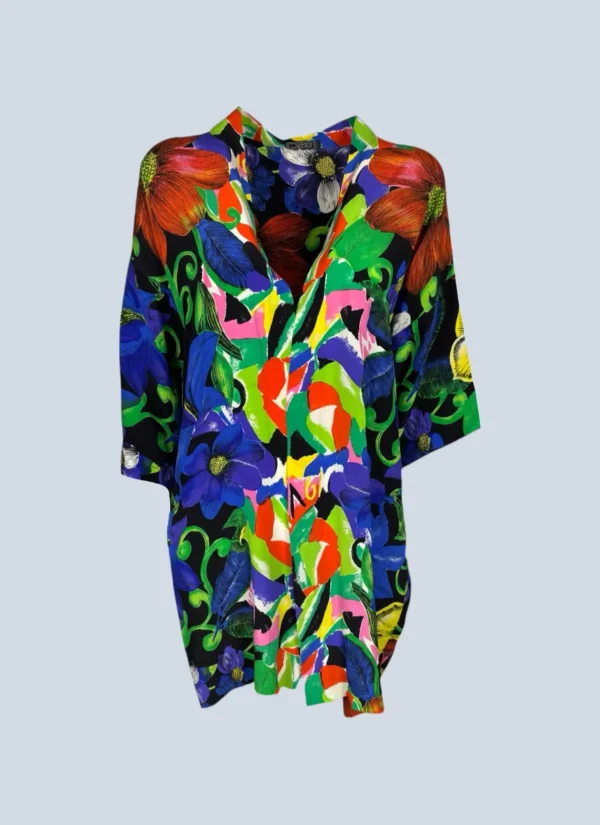 <b>Gianni Versace</b> <br> blusa in seta stampa floreale, 42.