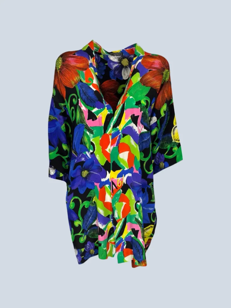 Blusa in seta stampa floreale, 42.