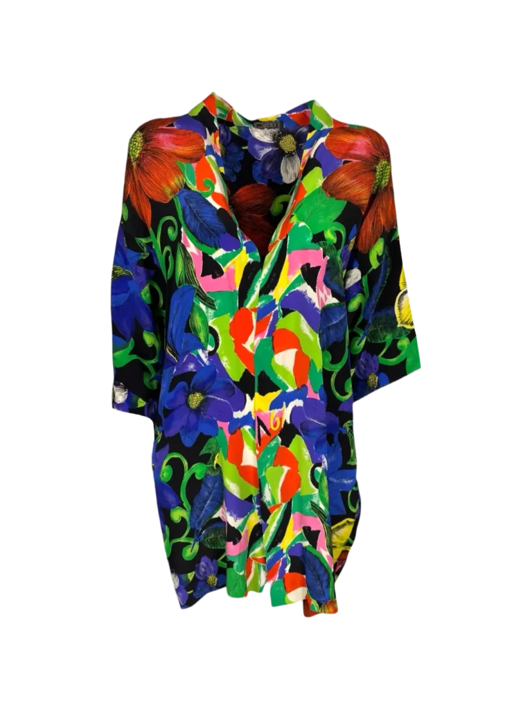 Blusa in seta stampa floreale.