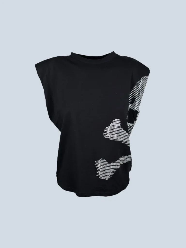 Top in cotone con teschio, S.