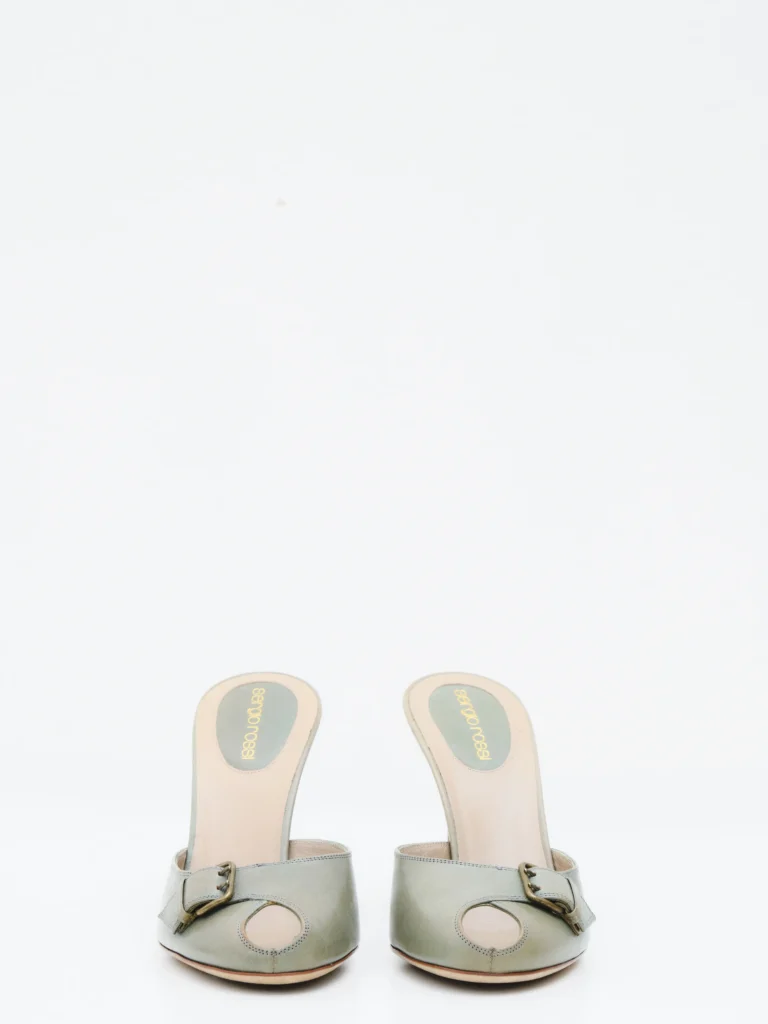 Mules open toe in pelle, 37,5., foto 2 di 3
