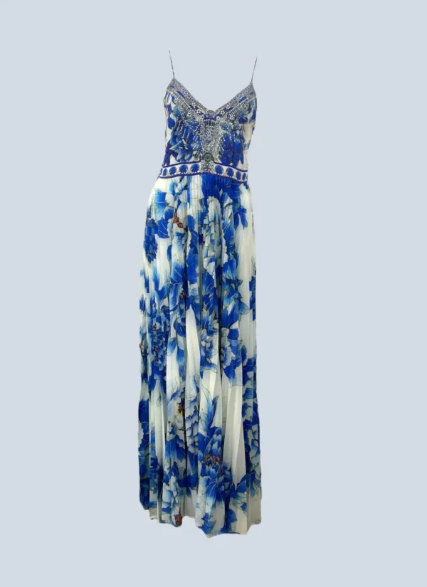<b>Camilla</b><br> abito lungo in seta con stampa floreale, S.