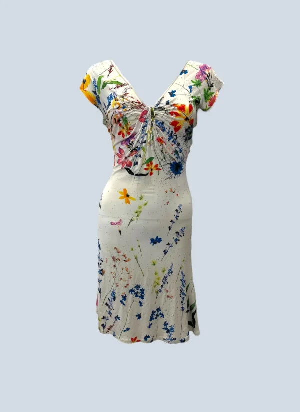 <b>Class Roberto Cavalli</b><br> abito midi con stampa floreale e strass, 40.