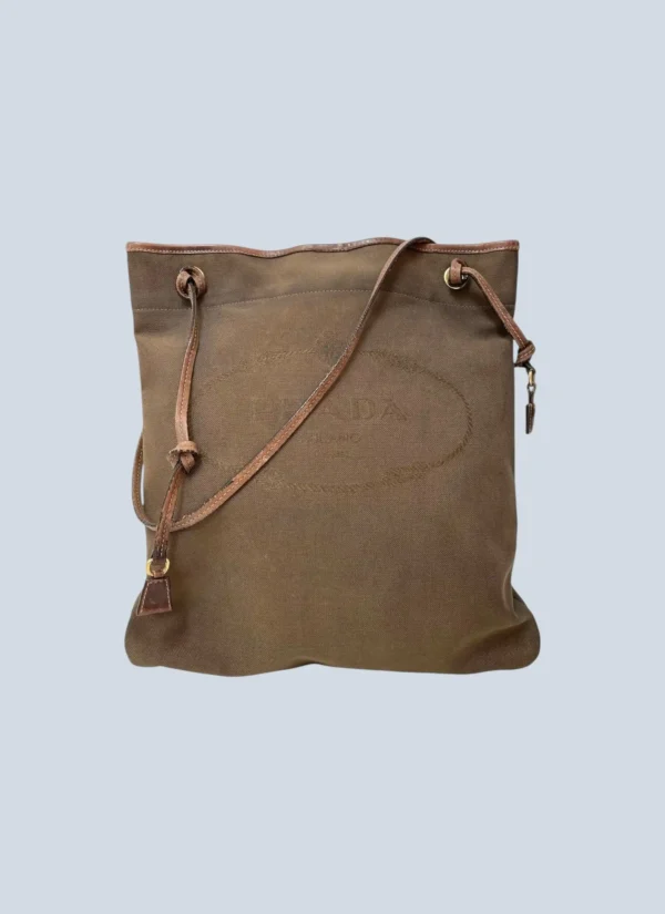 <b>Prada</b><br> borsa a tracolla in tela e pelle.