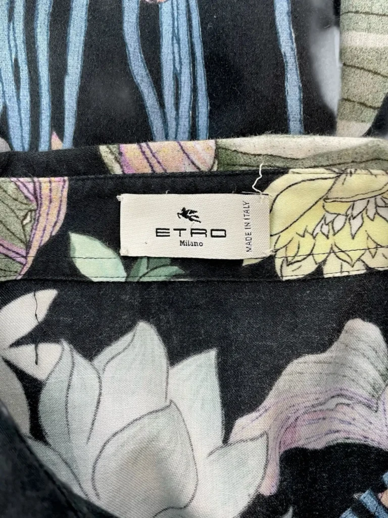 Camicia in cotone con stampa ninfee e tigri, M., foto 5 di 6