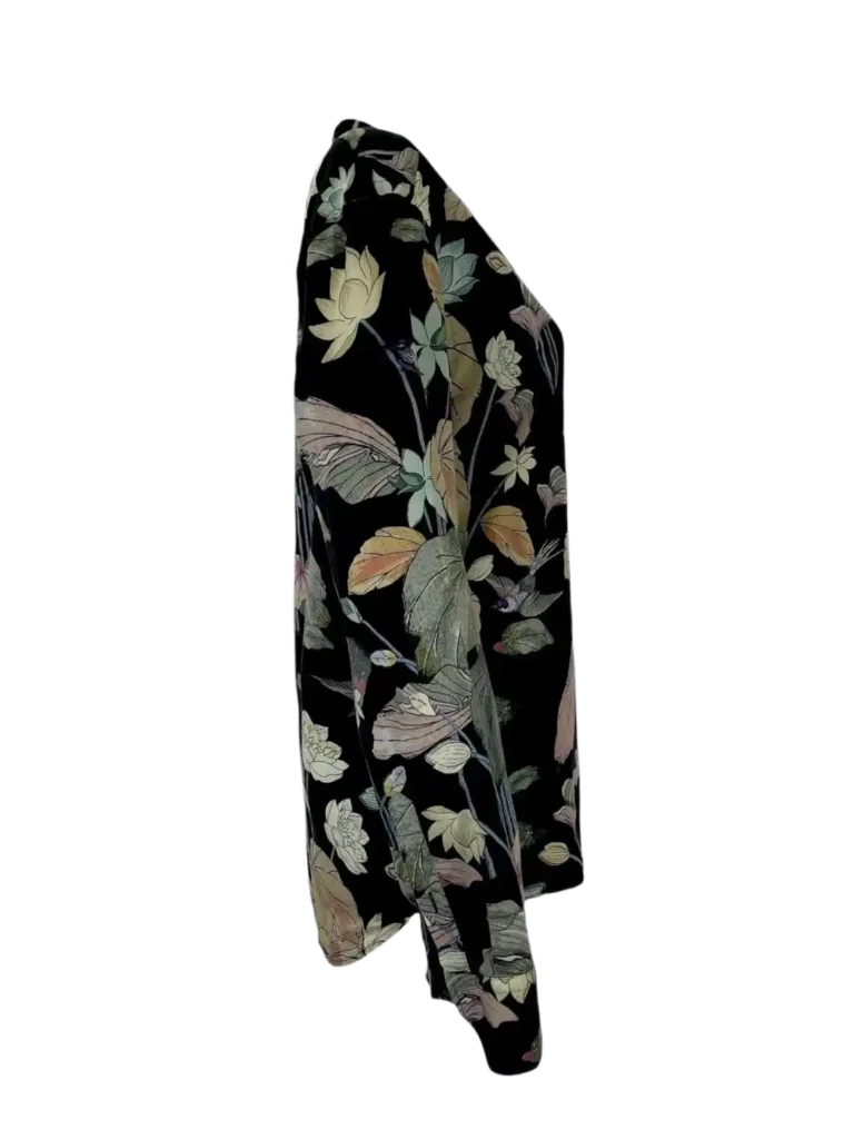 Camicia in cotone con stampa ninfee e tigri., foto 3 di 6
