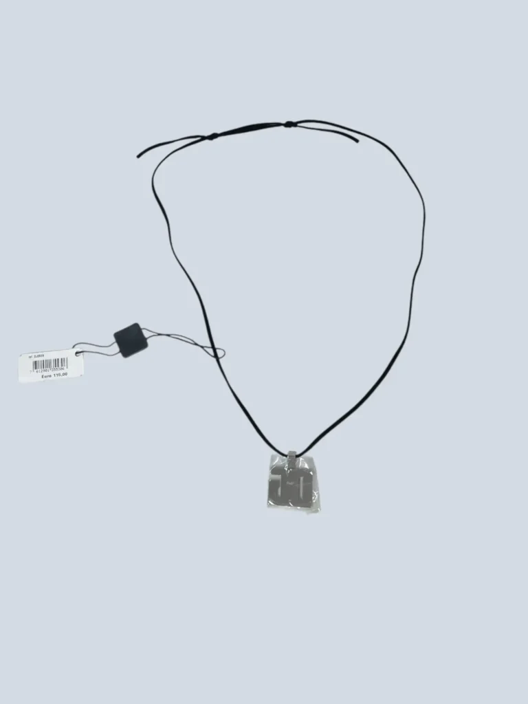 Leather necklace with DG rhinestone pendant, photo 2 of 3
