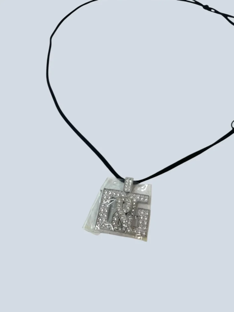 Leather necklace with DG rhinestone pendant, photo 3 of 3