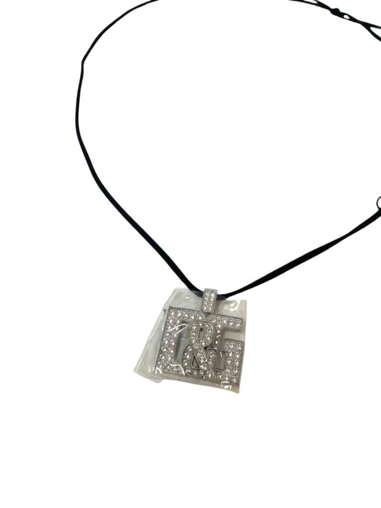 Leather necklace with DG rhinestone pendant, photo 3 of 3