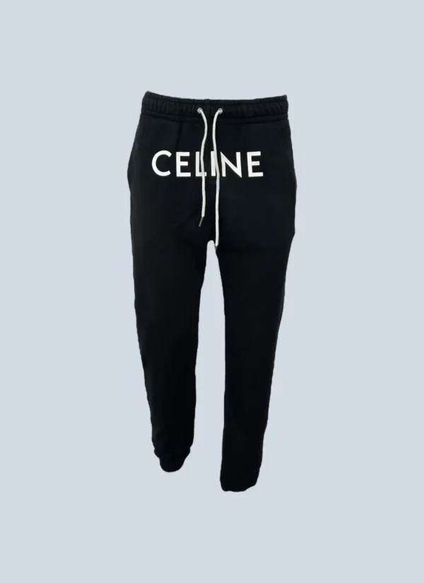 <b>Celine</b><br> pantaloni jogger in felpa di cotone con logo, M.