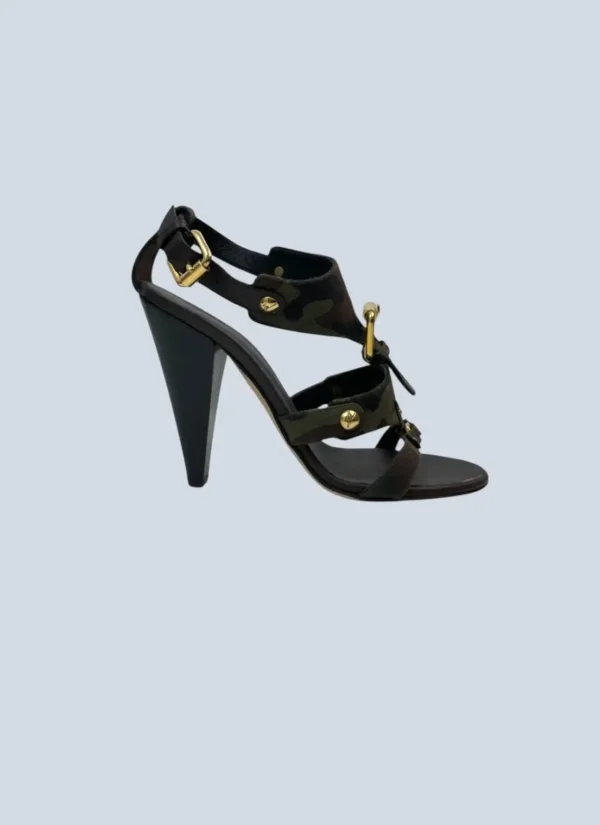 <b>Giuseppe Zanotti</b><br> sandali con tacco in tela e fibbie, 38.