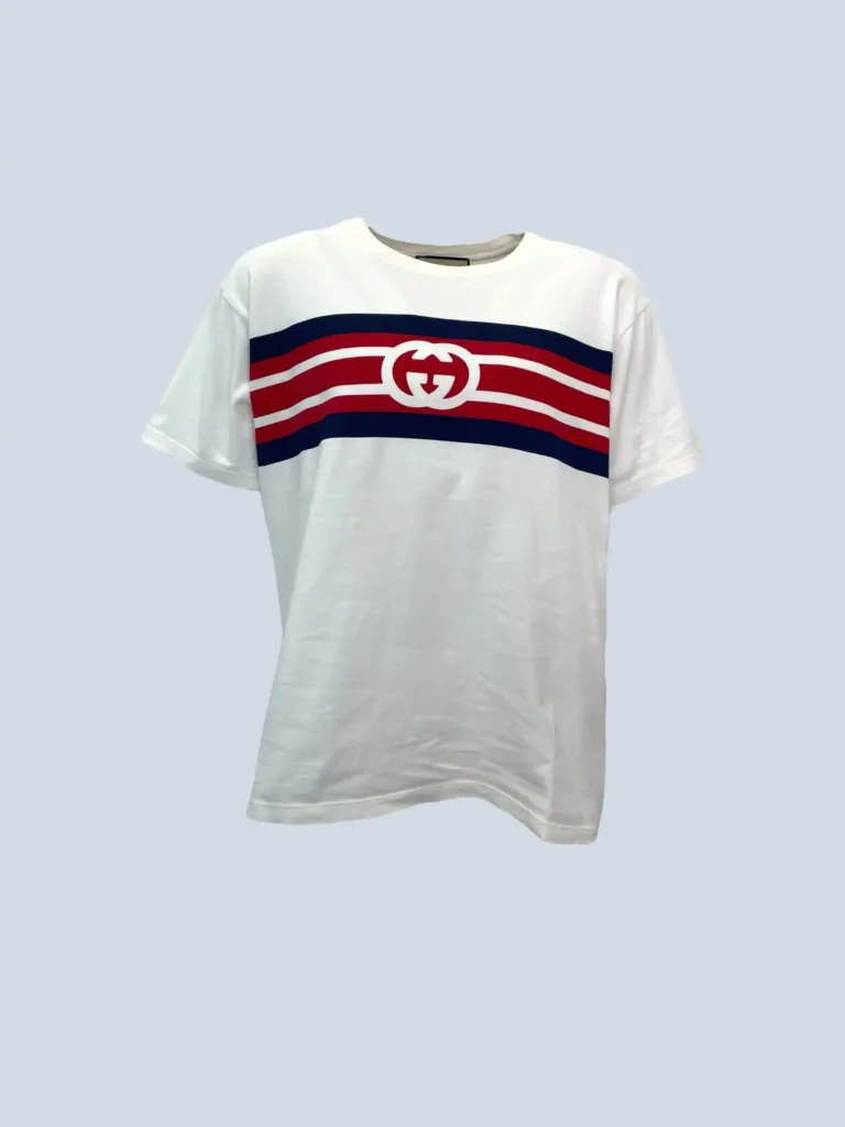 Cotton T-shirt with stripes and logo, XS.