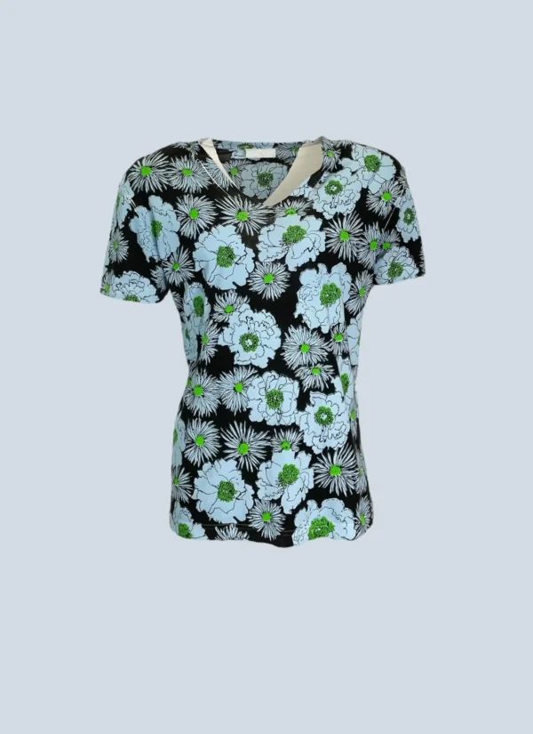 <b>Prada</b><br> t-shirt in cotone con stampa floreale, M.