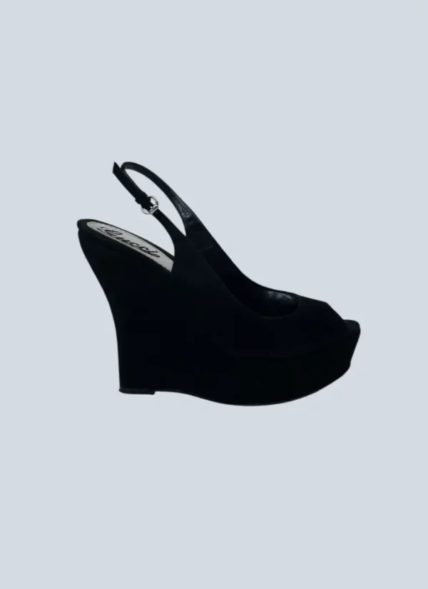 <b>Gucci</b><br> sandali con zeppa open toe in suede, 37.