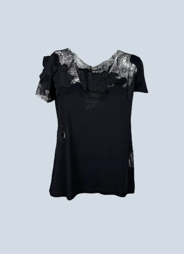 <b>Ermanno Scervino</b> <br> t-shirt in viscosa con pizzo, M.