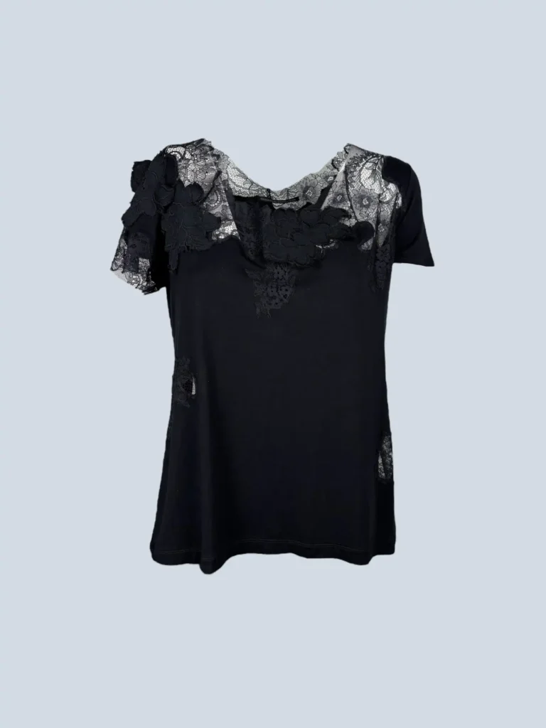 T-shirt in viscosa con pizzo, M.