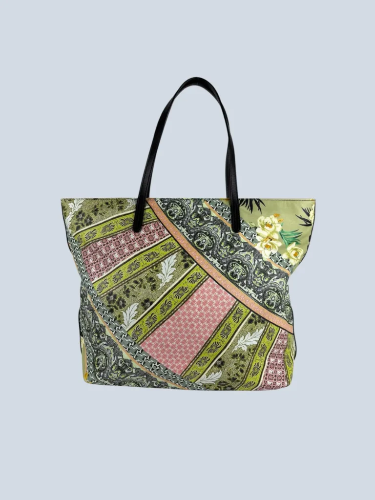 Borsa shopper a spalla stampa fantasia in pelle.