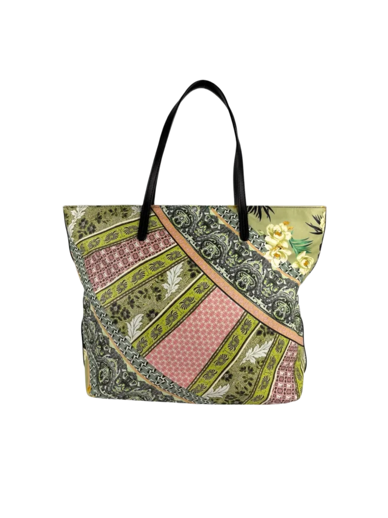 Borsa shopper a spalla stampa fantasia in pelle.