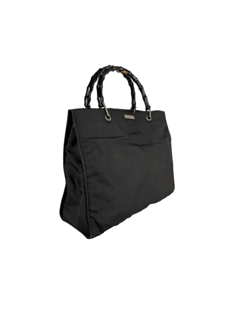 Nylon handbag with bamboo handles, photo 2 of 10