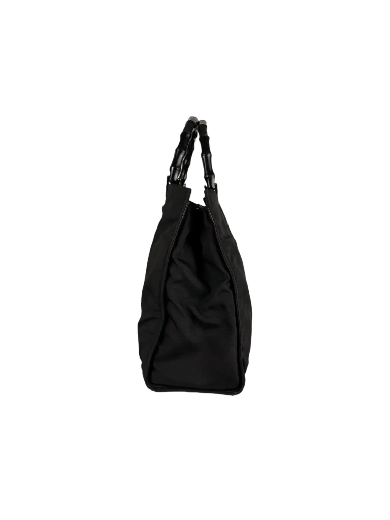Nylon handbag with bamboo handles, photo 3 of 10