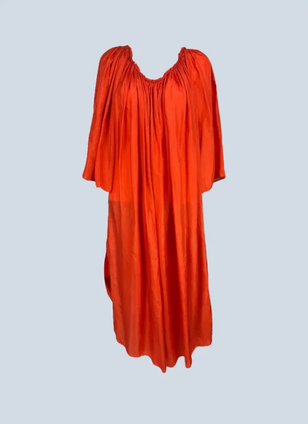 <b>Liviana Conti</b> <br> abito lungo in seta con rouches, 44.