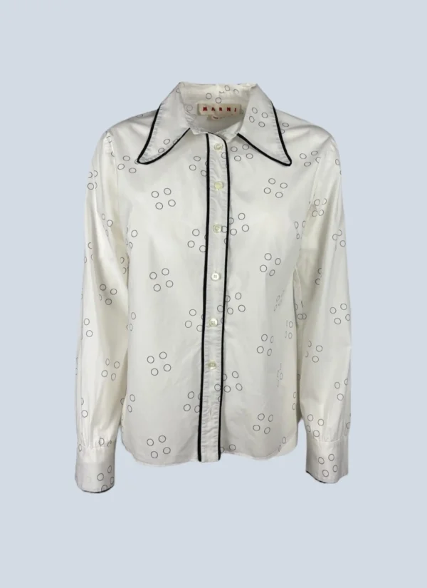 Marni camicia in cotone stampa optical, 42.