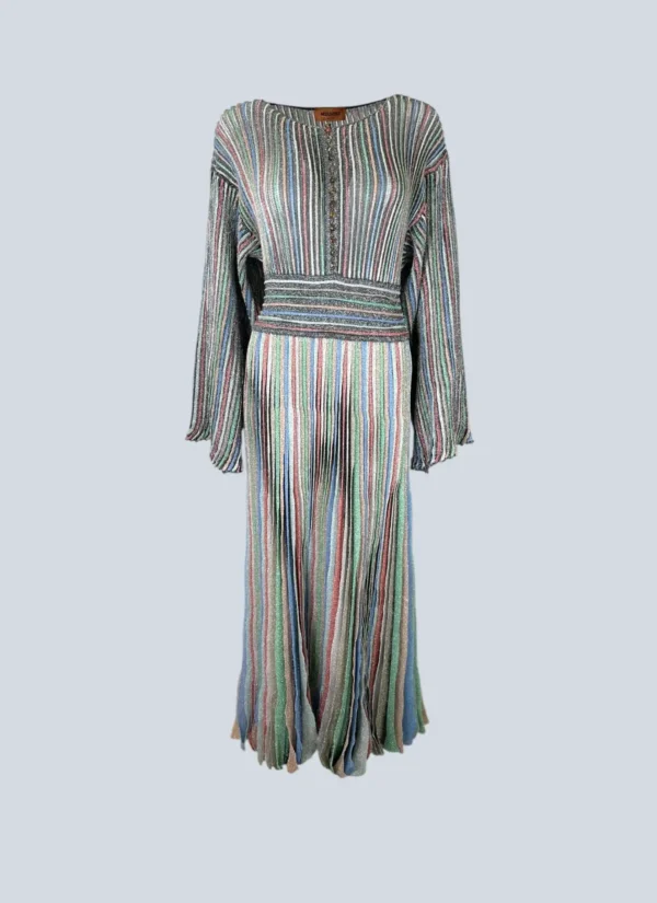 <b>Missoni</b><br> abito lungo a righe in lurex, 44.