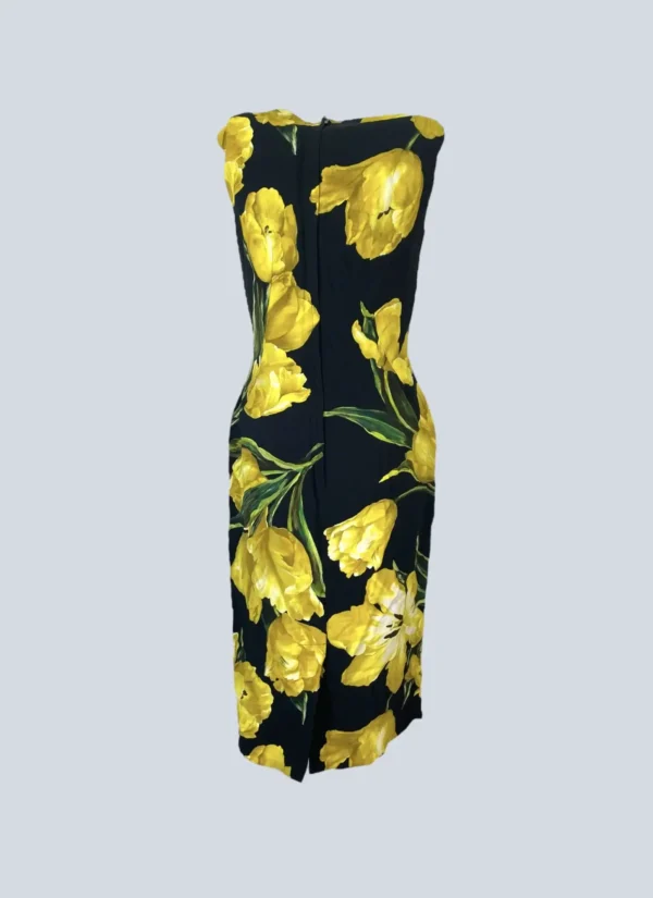 <b>Dolce&Gabbana</b><br> abito midi in misto seta con stampa floreale, 40.