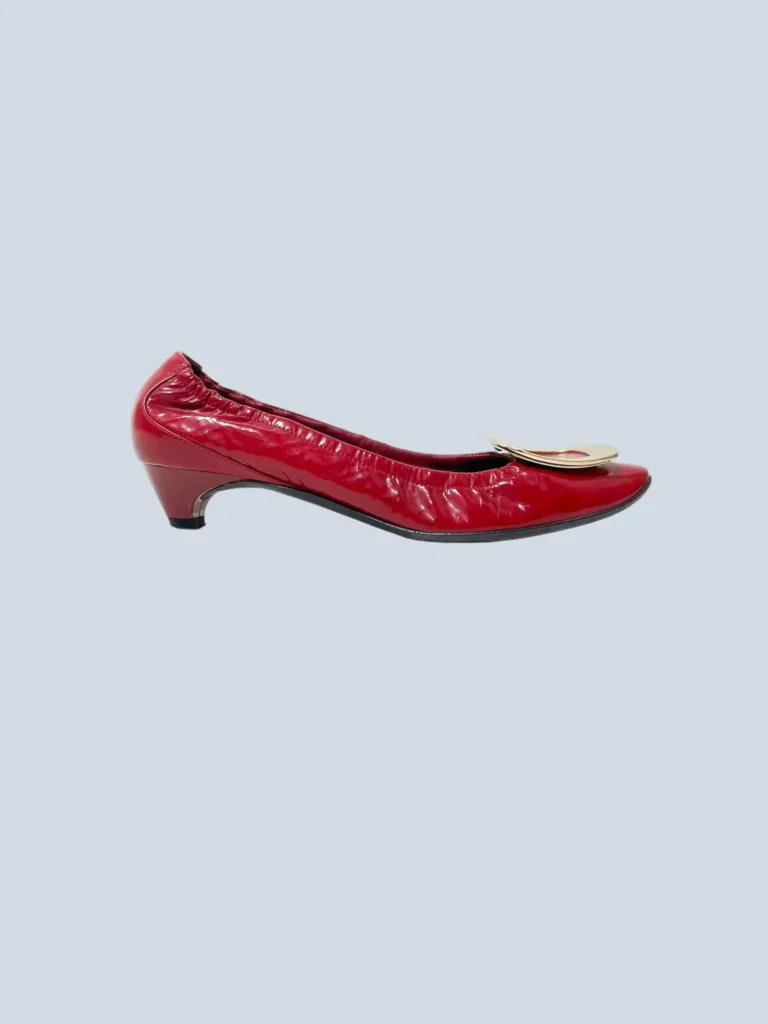 Ballerine con tacco in vernice, 37,5.