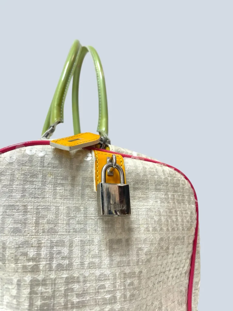 Borsa a mano bauletto in tela Zucchino e paillettes., foto 10 di 17