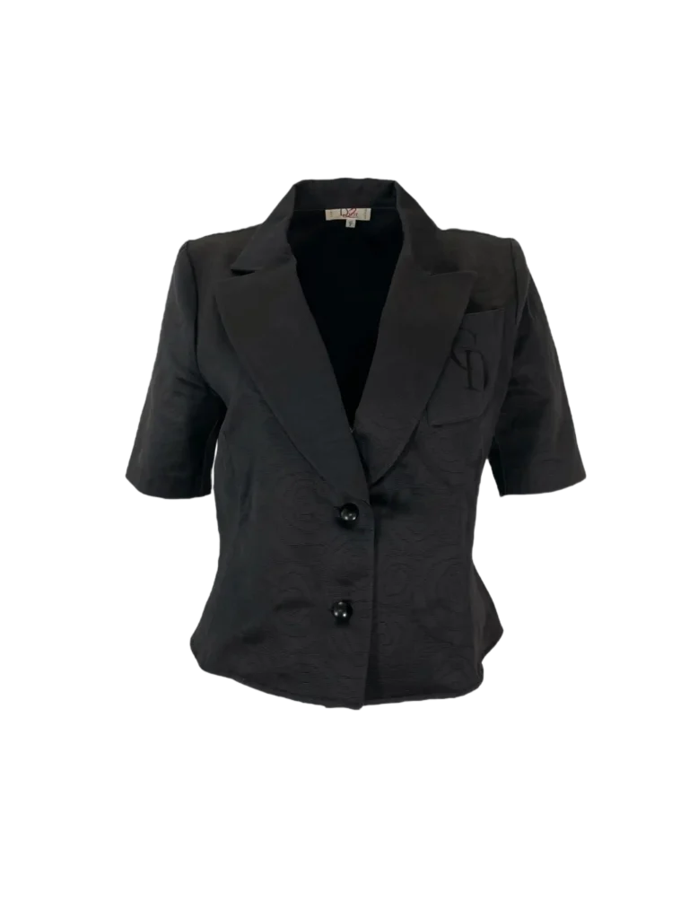 Dior2, blazer in cotone con motivo floreale e ricamo CD.