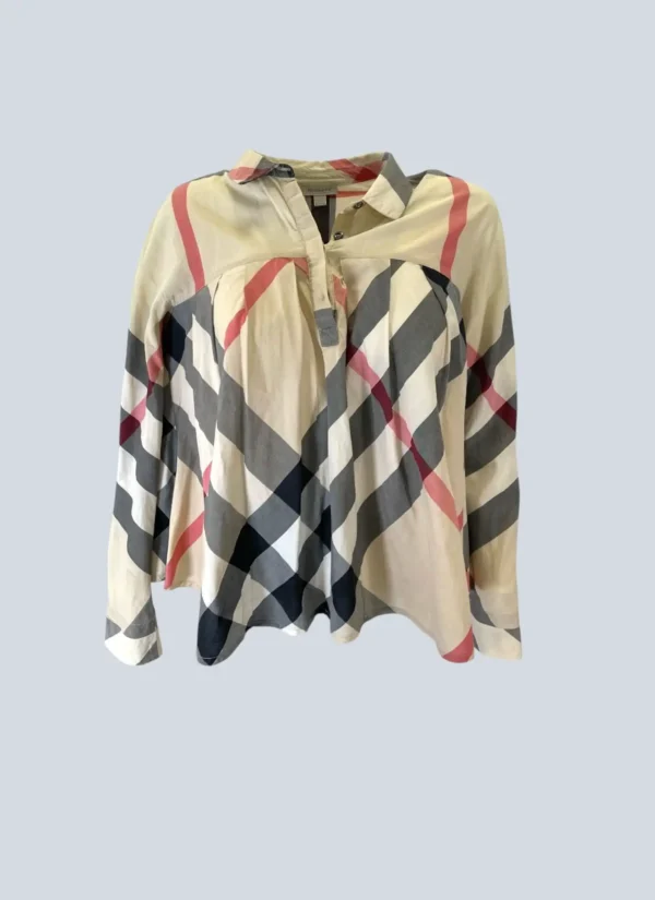 <b>Burberry</b><br> blusa in cotone Check, XS.
