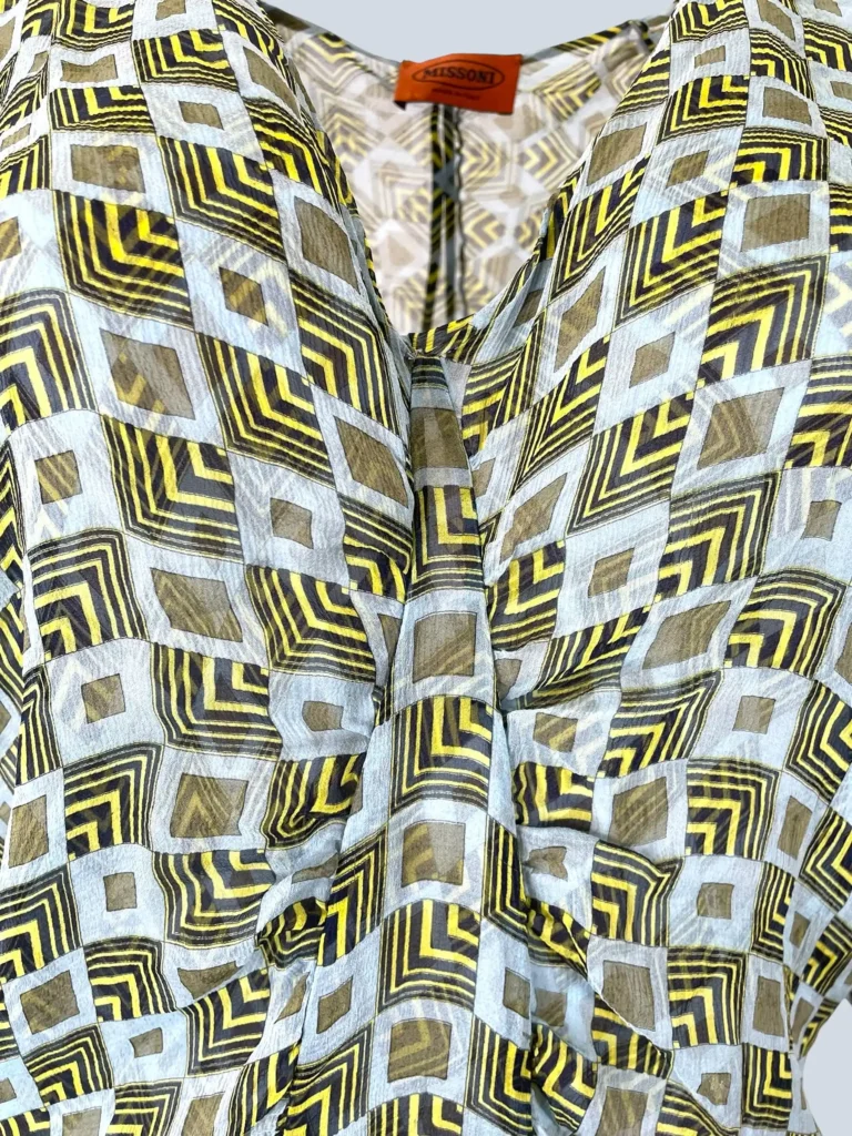 Blusa in seta con stampa optical, 46., foto 5 di 5
