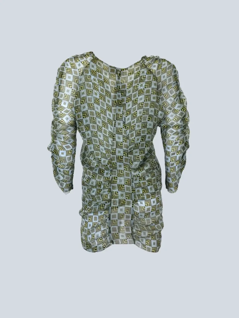 Blusa in seta con stampa optical, 46., foto 3 di 5