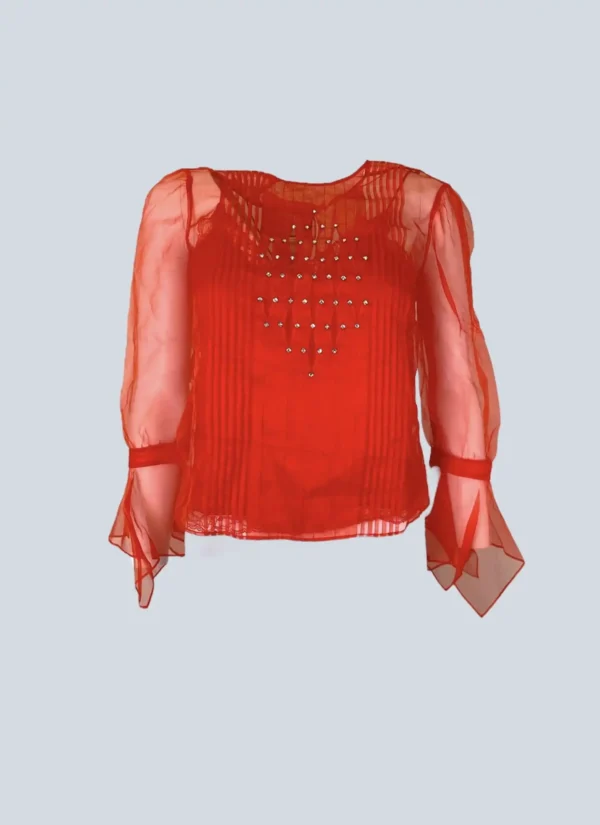<b>Gucci</b><br> top a maniche lunghe con strass e sottoveste, 36.