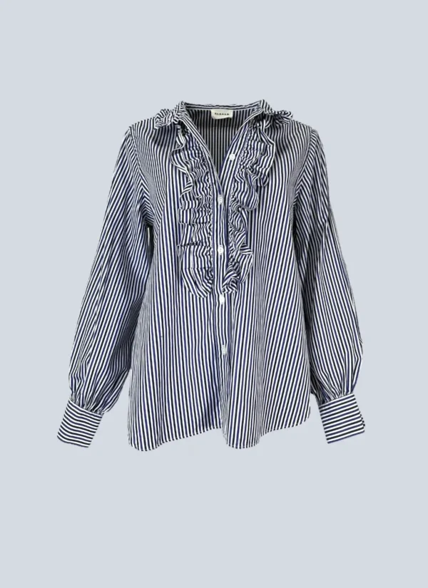 <b>P.A.R.O.S.H</b><br> camicia in cotone a righe con rouches, S.