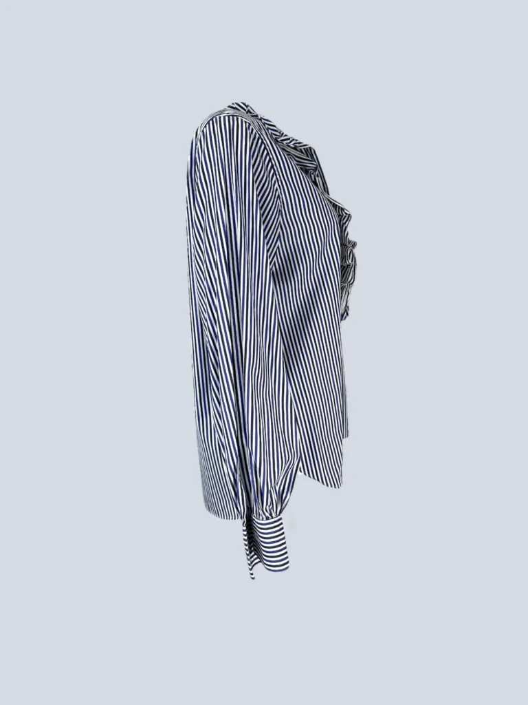 Camicia in cotone a righe con rouches, S., foto 2 di 6