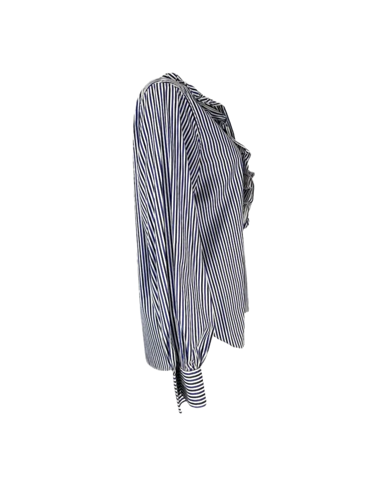Camicia in cotone a righe con rouches., foto 2 di 6