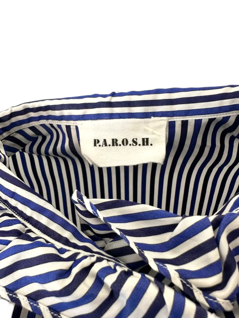 Camicia in cotone a righe con rouches., foto 4 di 6