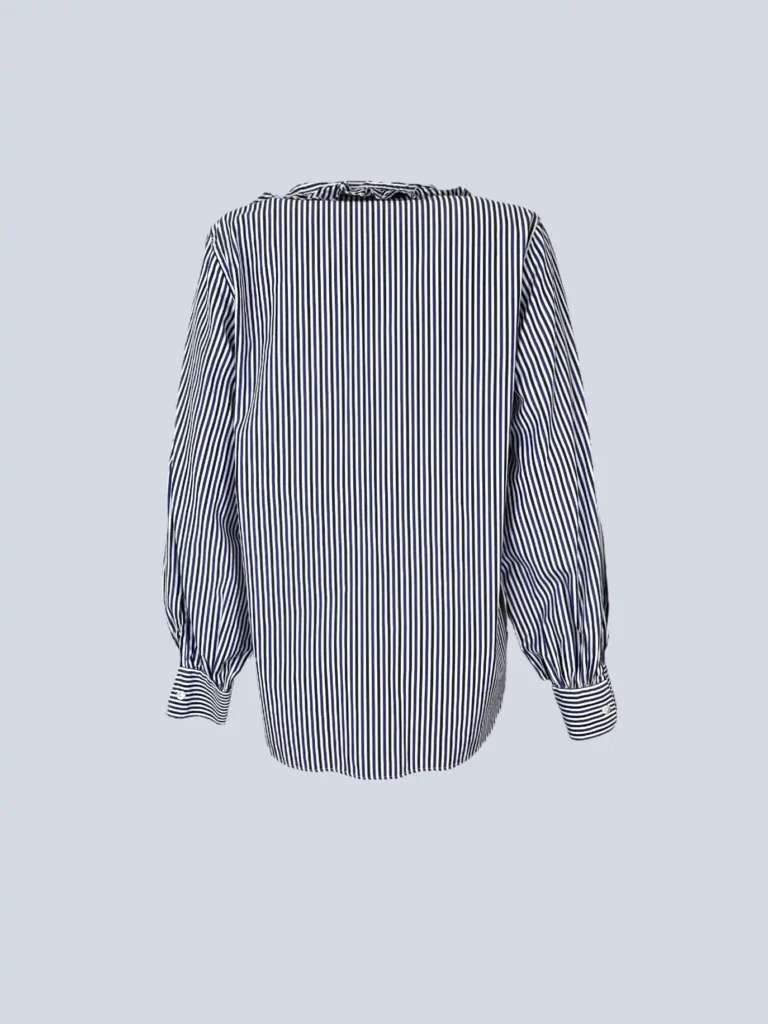 Camicia in cotone a righe con rouches, S., foto 3 di 6